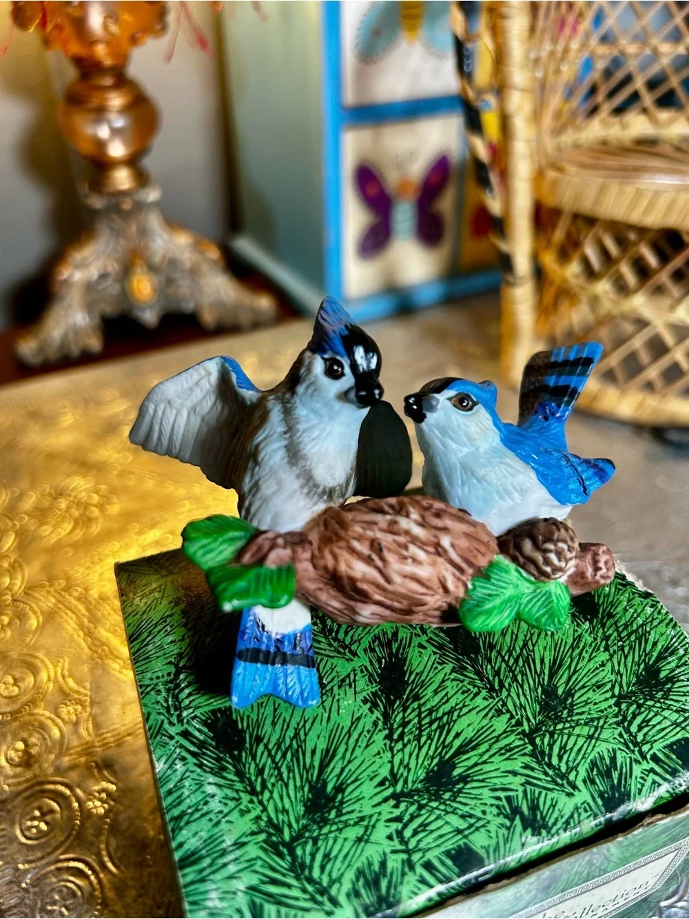 Vintage Russ Berrie Porcelain Blue Jay Figurine from 
